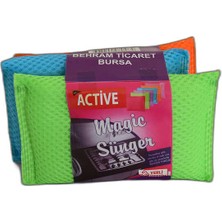 Timestart Magic Renkli Sünger Temizlik Mutfak Bulaşık Süngeri Karışık Renk 3 Lü Eko Paket