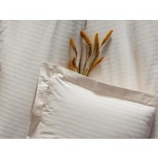 Timestart  Çift Kişilik Saten Nevresim Takımı Elegante Stripe Ekru