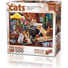 Puzzle 500 Parça Cats Kittens In The Writer's Office
