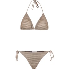 Desenli Arkası Büzgülü Üçgen Bikini