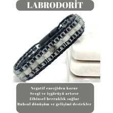 Sertifikalı Labrodorit Disk Model Doğal Taş Erkek Bileklik Kilitli Kapama