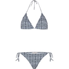Desenli Arkası Büzgülü Üçgen Bikini