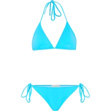Desenli Arkası Büzgülü Üçgen Bikini