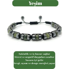 Sertifikalı Yeşim Disk Model Doğal Taş Makrome Bileklik Ayarlanabilir Ölçü