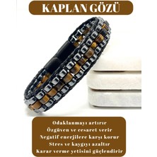 Sertifikalı Kaplan Gözü Disk Model Doğal Taş Erkek Bileklik Kilitli Kapama