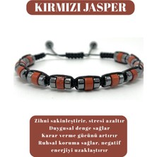 Sertifikalı Kırmızı Jasper Disk Model Doğal Taş Makrome Bileklik Ayarlanabilir Ölçü
