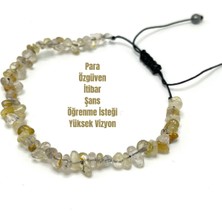 Sertifikalı Sitrin Saçaklı Model Doğal Taş Makrome Bileklik Ayarlanabilir Ölçü