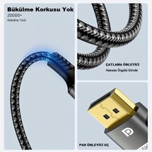 16K V2.1 Displayport Dp Kablo 16K 60Hz, 8k 120Hz, 4K 240Hz, 1080P 540Hz Örgü Kablo Altın Uç 3 Metre