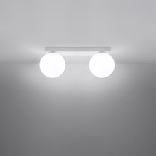 Rsylight Metal Modern Beyaz Opal Camlı Tavan Plofyoner 2 Li Tavan Avize