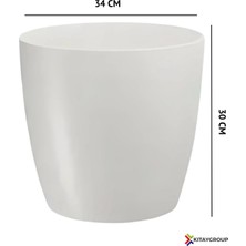 Saksı Yakut Çiçek Saksısı Beyaz Salon Saksısı 22 Litre Iç Drenajlı Saksı