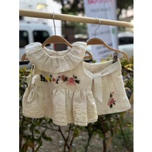 Dandini Kız Bebek  Pamuklu  Keten  Kız Alt Üst Takım