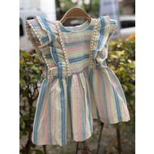 Gamzeli  Neon  Çizgili  Kız Bebek  Elbise