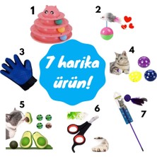 Arven Toys7'li Kedi Seti: Kedi Oltası + Kedi Yalama Topu +Evcil Hayvan Tırnak Makası + 3 Katlı Kedi Oyuncağı