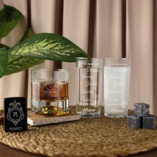 Ahşap Kutulu Isim & Söz Yazılı Rakı & Çakmak & Taşlı Viski Kadehi Seti