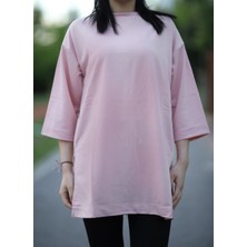 Yırtmaçlı Basic Oversize Fakir Kol T-Shirt