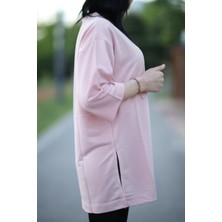 Yırtmaçlı Basic Oversize Fakir Kol T-Shirt