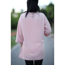 Yırtmaçlı Basic Oversize Fakir Kol T-Shirt