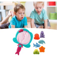 Parlak Renkli Bebek Banyo Oyuncağı Bb Gıcırtılı Bebek Çocuk Komik Hayvan Şekilli Küvet Oyuncağı Ev Banyo Mavi Balık Ağı 6 Hayvanlı (Yurt Dışından)