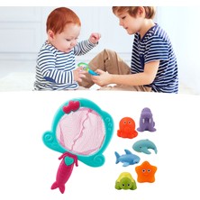 Parlak Renkli Bebek Banyo Oyuncağı Bb Gıcırtılı Bebek Çocuk Komik Hayvan Şekilli Küvet Oyuncağı Ev Banyo Mavi Balık Ağı 6 Hayvanlı (Yurt Dışından)