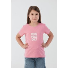 Good Vibes Only Yazı Baskılı Kız Çocuk Tişört