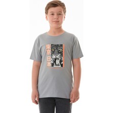 %100 Pamuk Kaplan Baskılı Erkek Çocuk Tişört