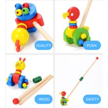 Creatorally Ahşap Bebek Yürüteci Ahşap Itme Ve Çekme Yürüme Oyuncağı Çocuk Yürümeyi Öğreniyor Hayvan Itme Oyuncağı