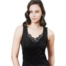 Şahinler Kalın Askılı Dantelli Siyah Atlet