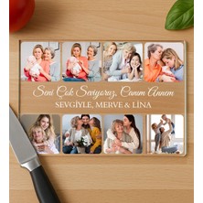 Bk Gift Kişiye Özel Fotoğraflı Mesajlı Cam Kesme ve Sunum Tablası 20X30CM-1, Anneye Hediye, Sevgiliye Hediye, Eşe Hediye