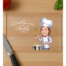 Bk Gift Kişiye Özel Karikatürlü Cam Kesme ve Sunum Tablası 20X30CM-1, Anneye Hediye, Sevgiliye Hediye, Eşe Hediye