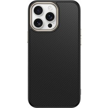 Apple iPhone 15 Pro Max  Kılıf M-Safe Şarj Özellikli Karbon Fiber Görünümlü Kapak (Antina)
