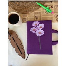 Duttdikim Mor Çiçek Baskılı Kitçan 24X17 cm Bez Kitap ve Defter Taşıma Çantası