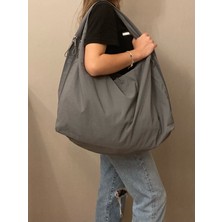 Omuz Çantası Oversize Hobo Gri