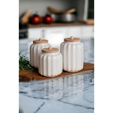 3' Lü Vakumlu Ahşap Kapaklı Baharat Seti Çay,kahve,şeker,tuz Saklama Kabı