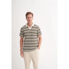 Cazador Polo Yaka Regular Fit Örme Çizgili Tişört 4033