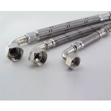 Üstüner Mpex 1/2 E-3/8 Paslanmaz Çelik Örgülü Dirsekli Flexıble Bağlantı 30 cm