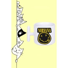 Nırvana Rock Müzik Grup Tasarım Baskılı Beyaz T Sap Kupa Bardak