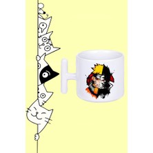 Sasuke ve Naruto Karakter Anime Tasarım Baskılı Beyaz T Sap Kupa Bardak