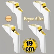 Logan 19 cm 4'lü 4 Adet Beyaz Gold Altın Lüks Mobilya Kanepe Tv Ünitesi Konsol Koltuk Ayağı Ayakları