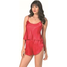 Aria's Closet Kırmızı Saten Babydoll Şort Takımı