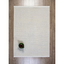 Enva Home  Şönil Kilim Halı Yıkanabilir Kaymaz Tabanlı Yumuşak İnce Yapısı ile Her Alana Uyumlu Beyaz