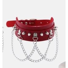 Gotik Pu Deri Gerdanlık Kolye, Kadın Erkek Için-Punk Rock Gerdanlık Zincir Metal Kolye, Kolye