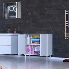 Küçük Alanlar Için Çözümler 75X75X32,5 Cm’ Lik 2 Kapaklı 2 Göz Raf Çok Amaçlı Dolap Mutfak Dolabı