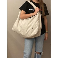 Omuz Çantası Oversize Hobo Krem