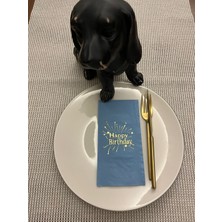 Kidspartim Gold Yaldızlı Mavi Happy Bırthday Garson Katlama Peçete 16 Adet