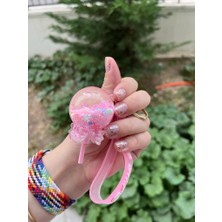Lolipop Figürlü Pembe Sulu Simli Çanta Süsü ve Anahtarlık