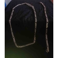 Gümüş Kaplama Unisex Zincir ve Bileklik Seti