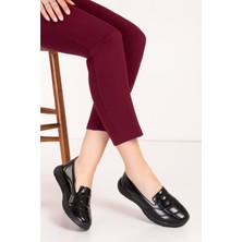 Gondol Içi Dışı Hakiki Deri Faylon Taban Hafif Babet Ayakkabı SC.1210 - Siyah Rugan - 38 Siyah Rugan