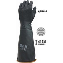 Baytec Kauçuk Asit Eldiveni Dayanıklı Uzun Konç Tırtıklı 45 cm