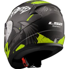 Ls2 Rapıd 2 Raven Mat Siyah-Gri-Neon Sarı Kask