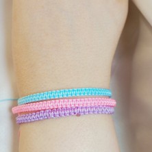 Crystal Atelier 3’lü Ayarlanabilir Makrome Bileklik Seti, El Yapımı Asansörlü Lila Pembe Turkuaz Renk Ip Örgü Bileklik, Hediyelik El Yapımı Örgü Bileklik Seti, Unisex Şık Tasarım Kombin Örgü Bileklik